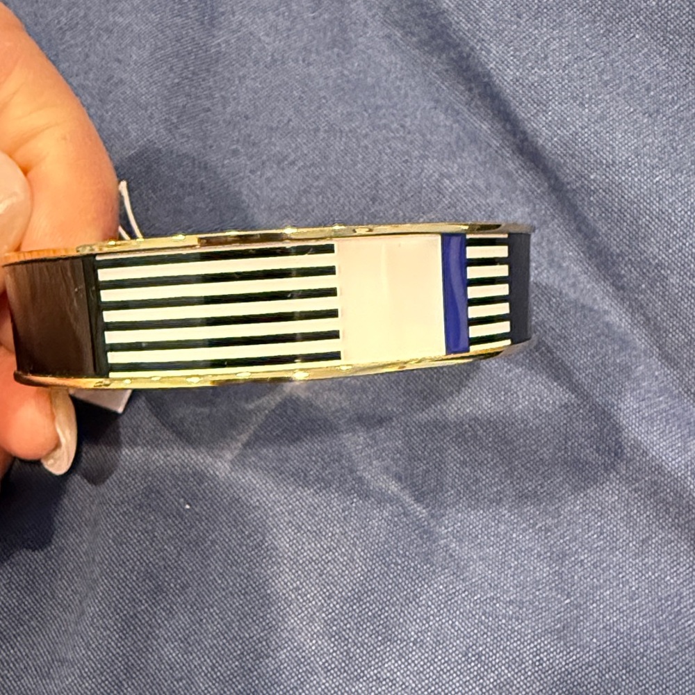 kate spade Striped Enamel Bangle with Blue Accent and Gold Trim - Picture 5 of 7